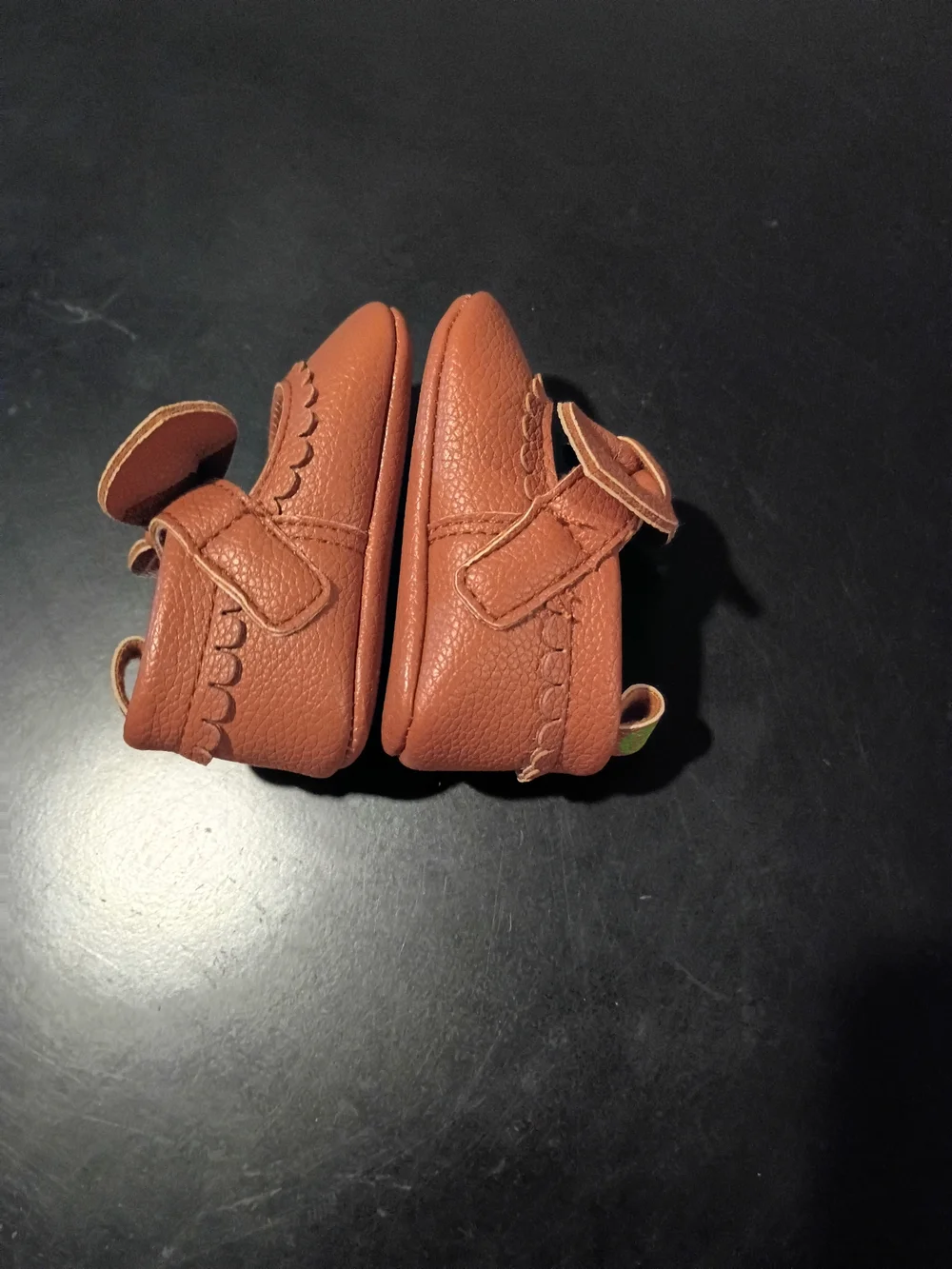First Steps Baby Girls Cognac Faux Leather Mary Jane Bow Crib Shoes - Size 1